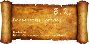 Borsenszky Koridon névjegykártya